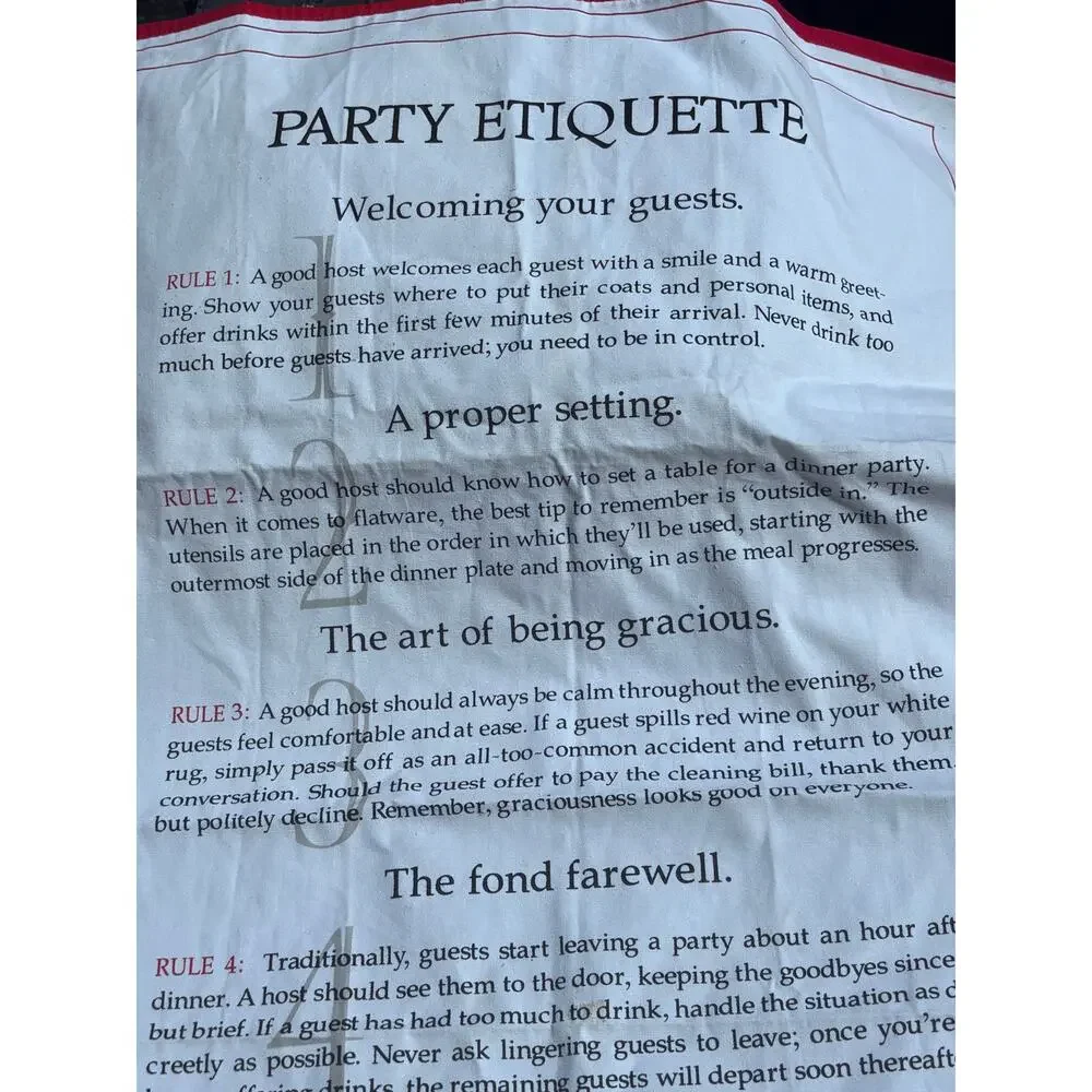 Wm Sonoma Retro Vintage-style Cotton Dish Towel Rules of 